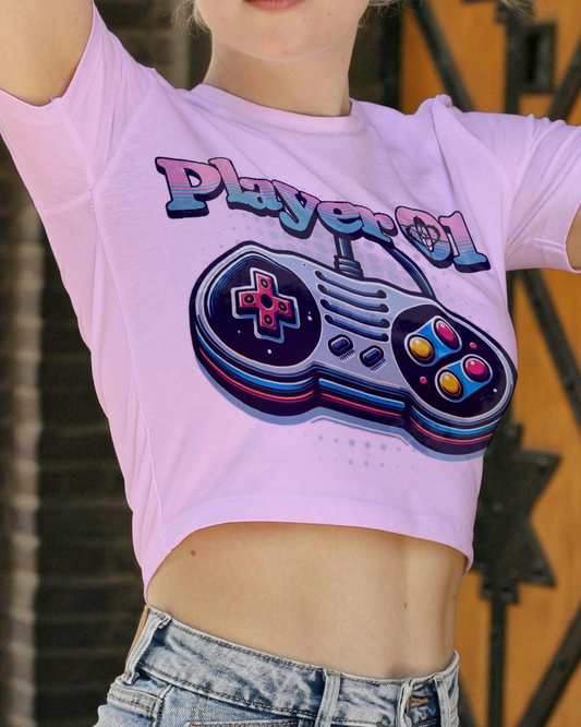 Player 01 - Women's Crop T-shirt - Baby Pink